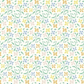 colorful ditsy flowers on white | small