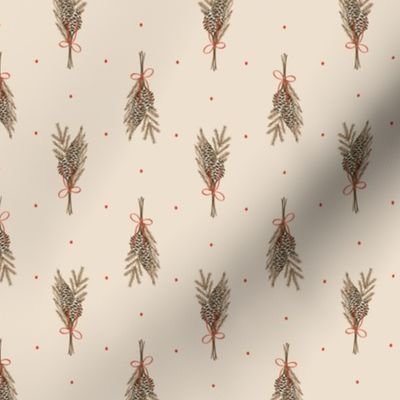 Pine Cone Bows_Red Cream_Small