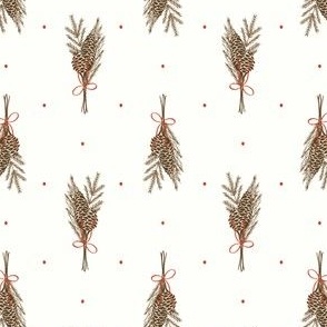 Pine Cone Bows_Red White_Small