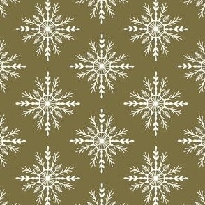 Snowflakes_Olive Green_Large