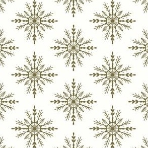 Snowflakes_Olive Green White_Large