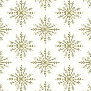 Snowflakes_Moss Green White_Large