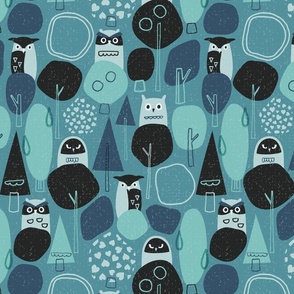 Forest Life at Night - Discover Owls Turquoise