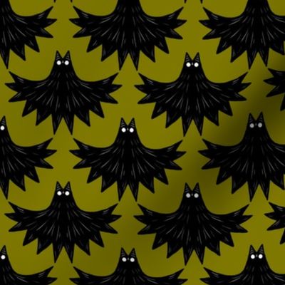 Gothic Art Deco Bats Spooky on Halloween Green