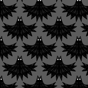 Gothic Art Deco Bats Spooky on Noir Gray
