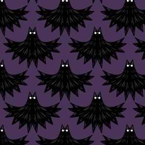 Gothic Art Deco Bats Spooky on Purple