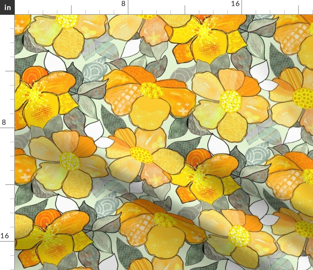 Yellow Watercolour  Floral Collage