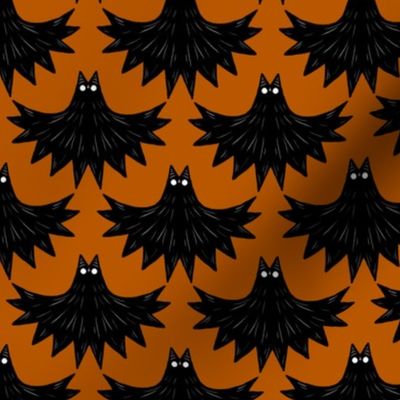 Gothic Art Deco Bats Spooky on Halloween Orange