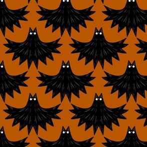 Gothic Art Deco Bats Spooky on Halloween Orange