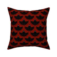 Gothic Art Deco Bats Spooky on Vampire Red