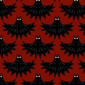 Gothic Art Deco Bats Spooky on Vampire Red