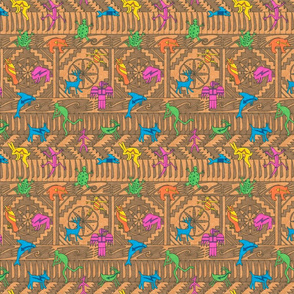 Indian Motifs on a Brown Background