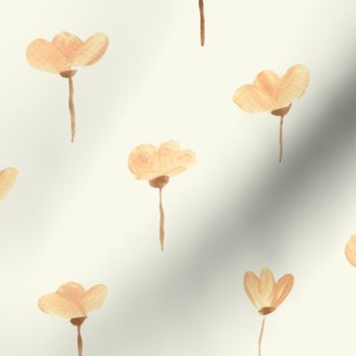 Hand painted Cute abstract flower buds on cream
