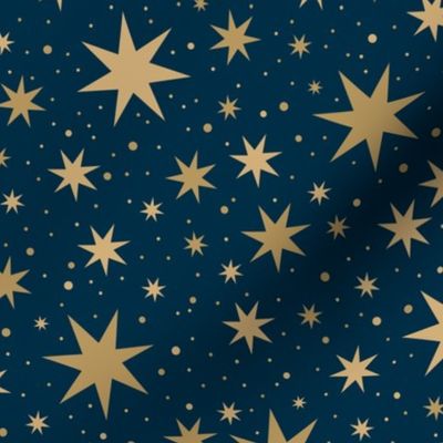 Victorian Starry Celestial Ceiling Blue | Magic Wizard Fantasy Sky Space Stars Tossed - Large Scale