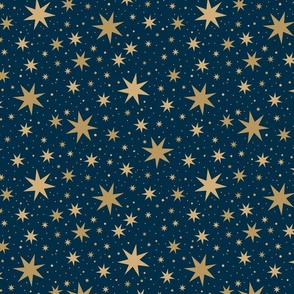Victorian Starry Celestial Ceiling Blue | Magic Wizard Fantasy Sky Space Stars Tossed - Large Scale