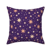 Victorian Starry Celestial Ceiling Purple| Magic Wizard Fantasy Sky Space Stars Tossed - Large Scale