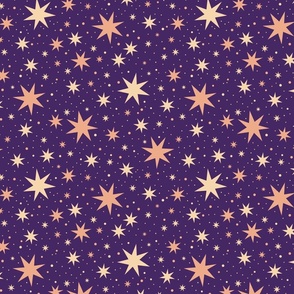 Victorian Starry Celestial Ceiling Purple| Magic Wizard Fantasy Sky Space Stars Tossed - Large Scale