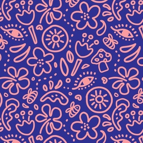 Playful Doodles - Pink and Blue