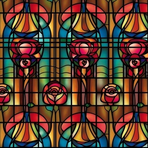 roses in stained glass inspired by charles rennie mackintosh