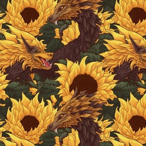 surreal sunflower dragons