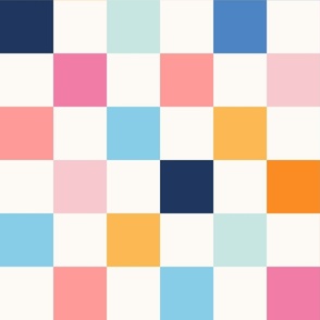 Rainbow Checkers, Blue, Pink and Orange, Jumbo, Funky Checkers 