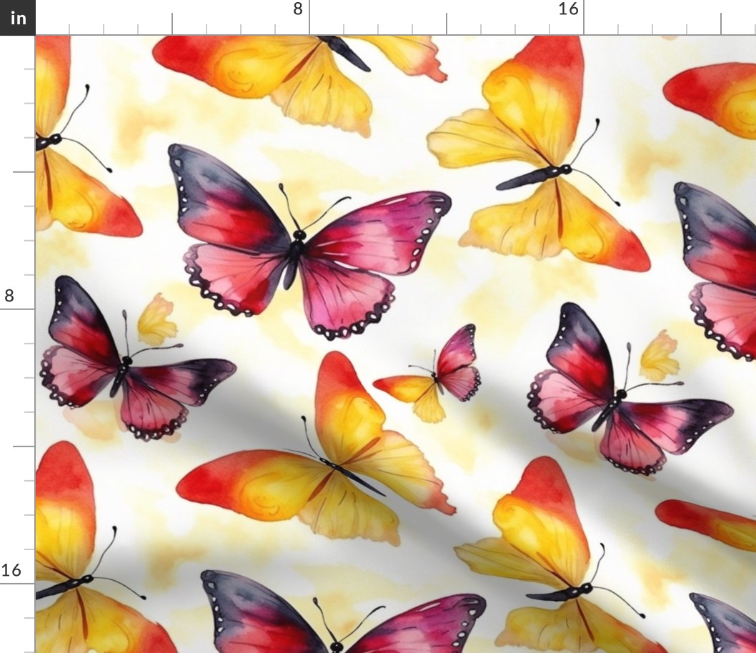 watercolor butterflies in red and orange