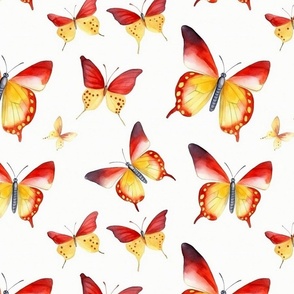 red and orange watercolor butterflies
