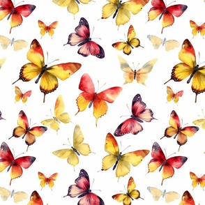 yellow and orange and red watercolor butterflies