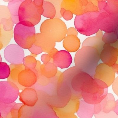 watercolor bubbles in orange and magenta 