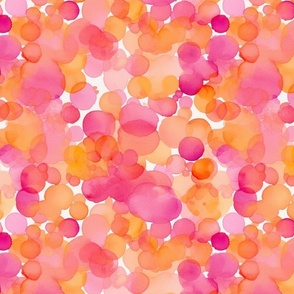watercolor bubbles in orange and magenta 
