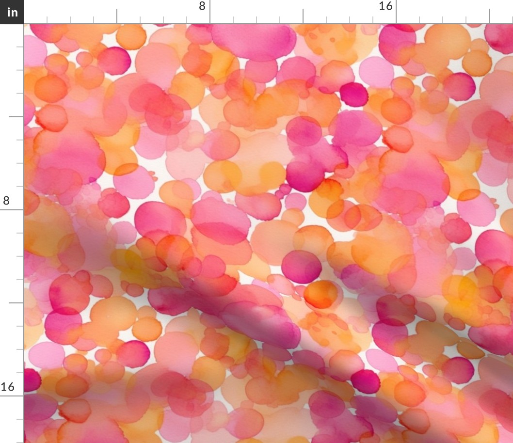 watercolor bubbles in orange and magenta 