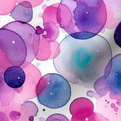 watercolor bubbles in purple and blue and magenta