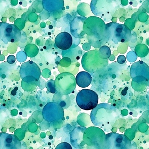 watercolor bubbles in teal and green and blue