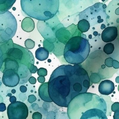 watercolor bubbles in teal and green 