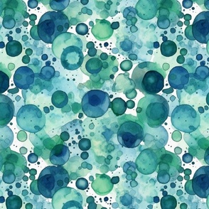 watercolor bubbles in teal and green 