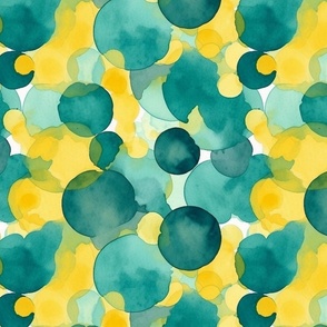 yellow and teal watercolor bubbles 