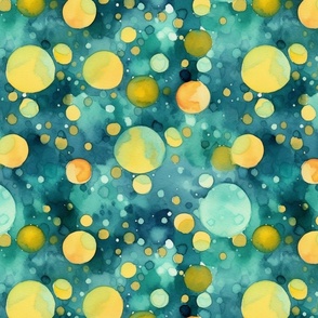 teal and yellow watercolor bubbles 