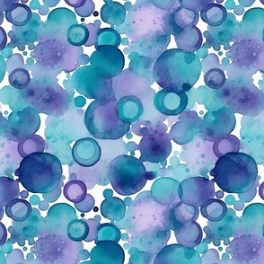 watercolor bubbles in teal and purple