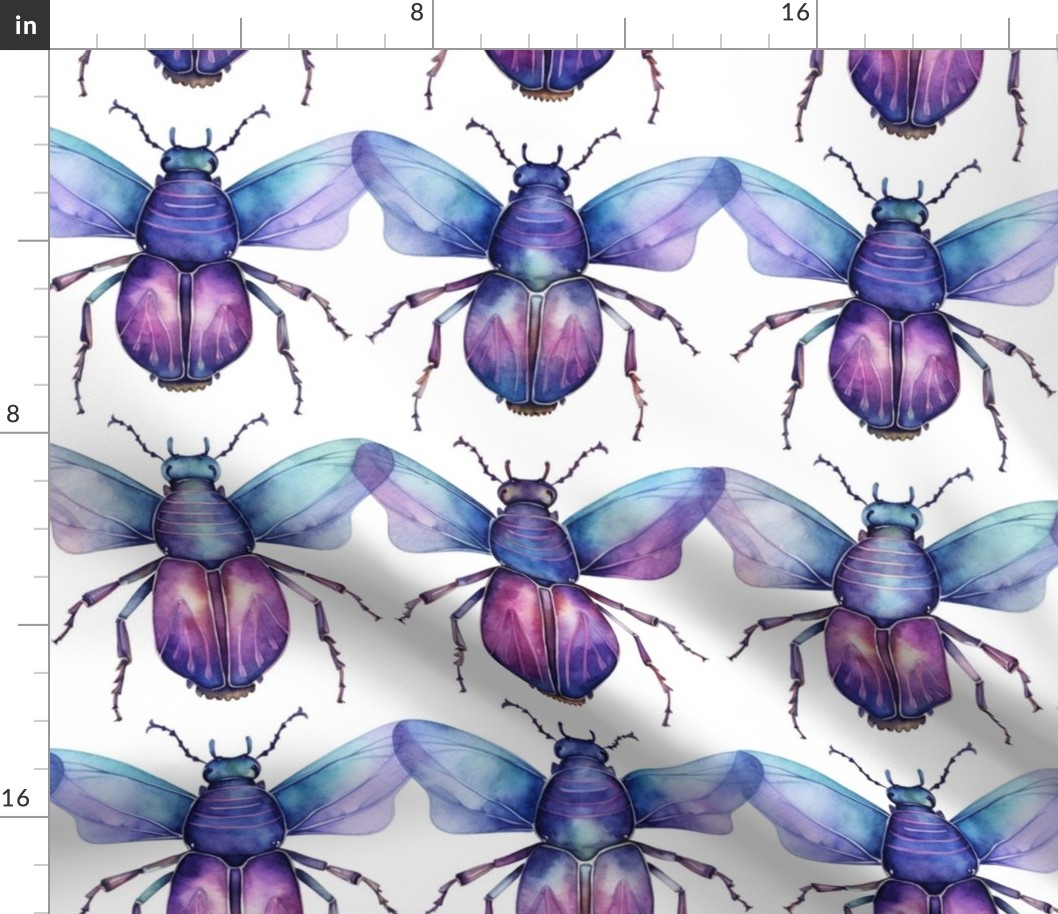 watercolor winged bugs and beetles