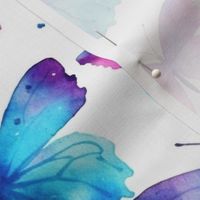 watercolor butterflies in blue and magenta