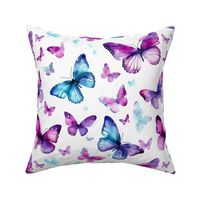 watercolor butterflies in magenta and purple and teal