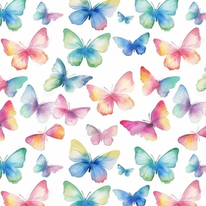watercolor rainbow butterflies 