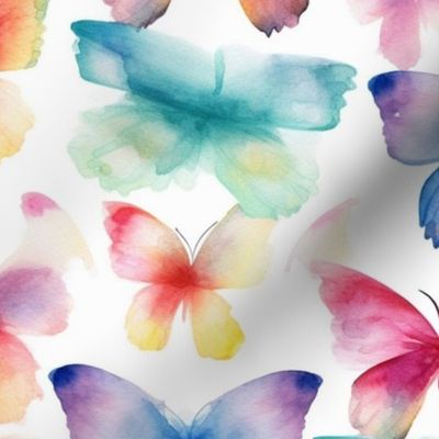 watercolor butterflies in rainbow hues