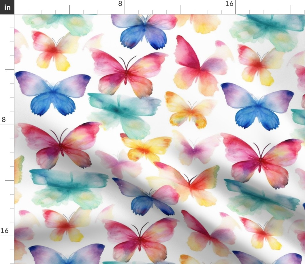 watercolor butterflies in rainbow hues
