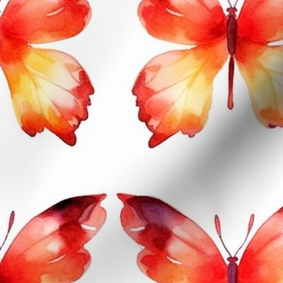 watercolor butterflies in orange and red