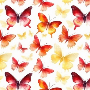 watercolor butterflies in red and yellow and orange