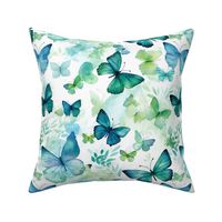 watercolor butterflies in teal and green 