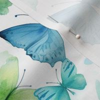 watercolor butterflies in teal and green 
