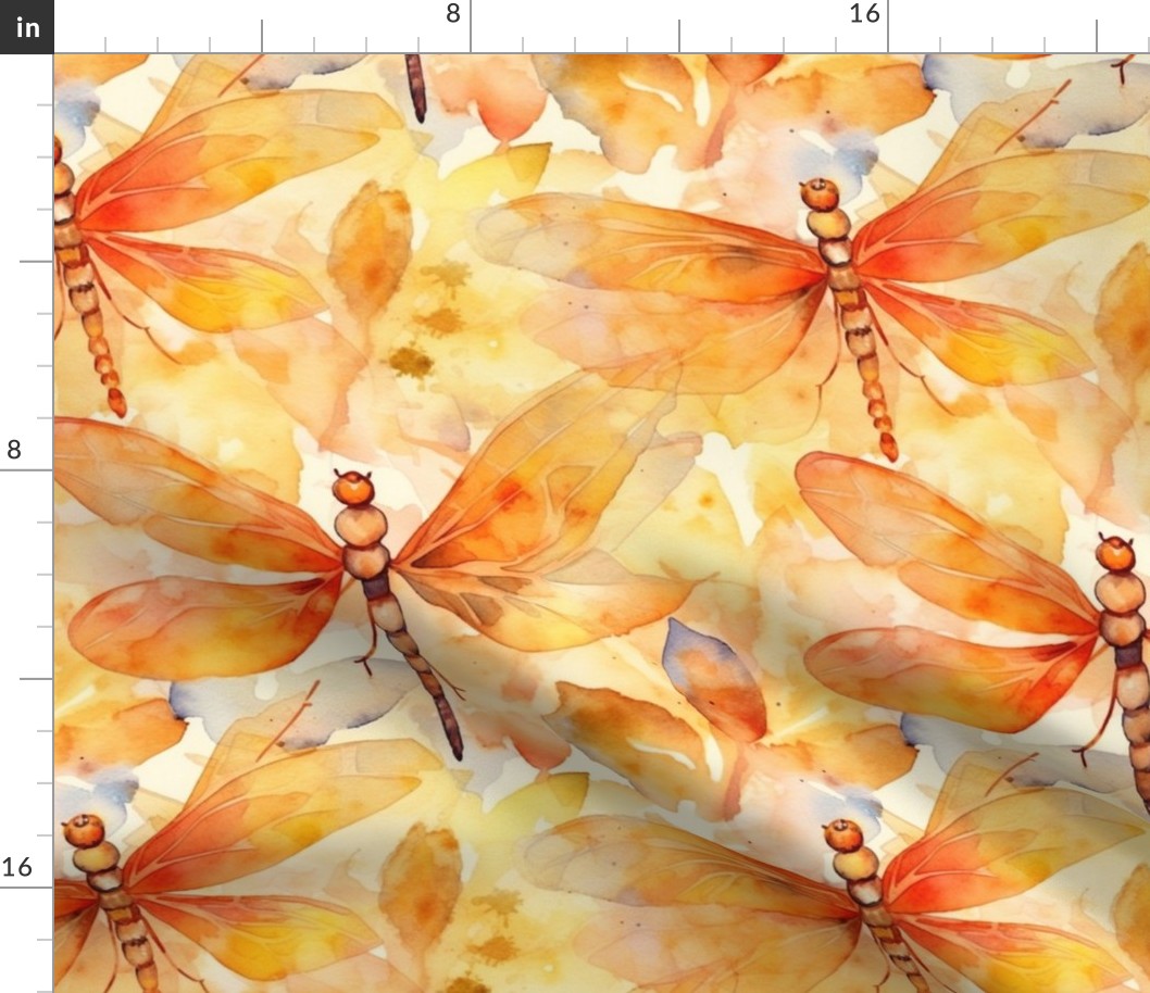 splatter art watercolor dragonflies in orange and yellow