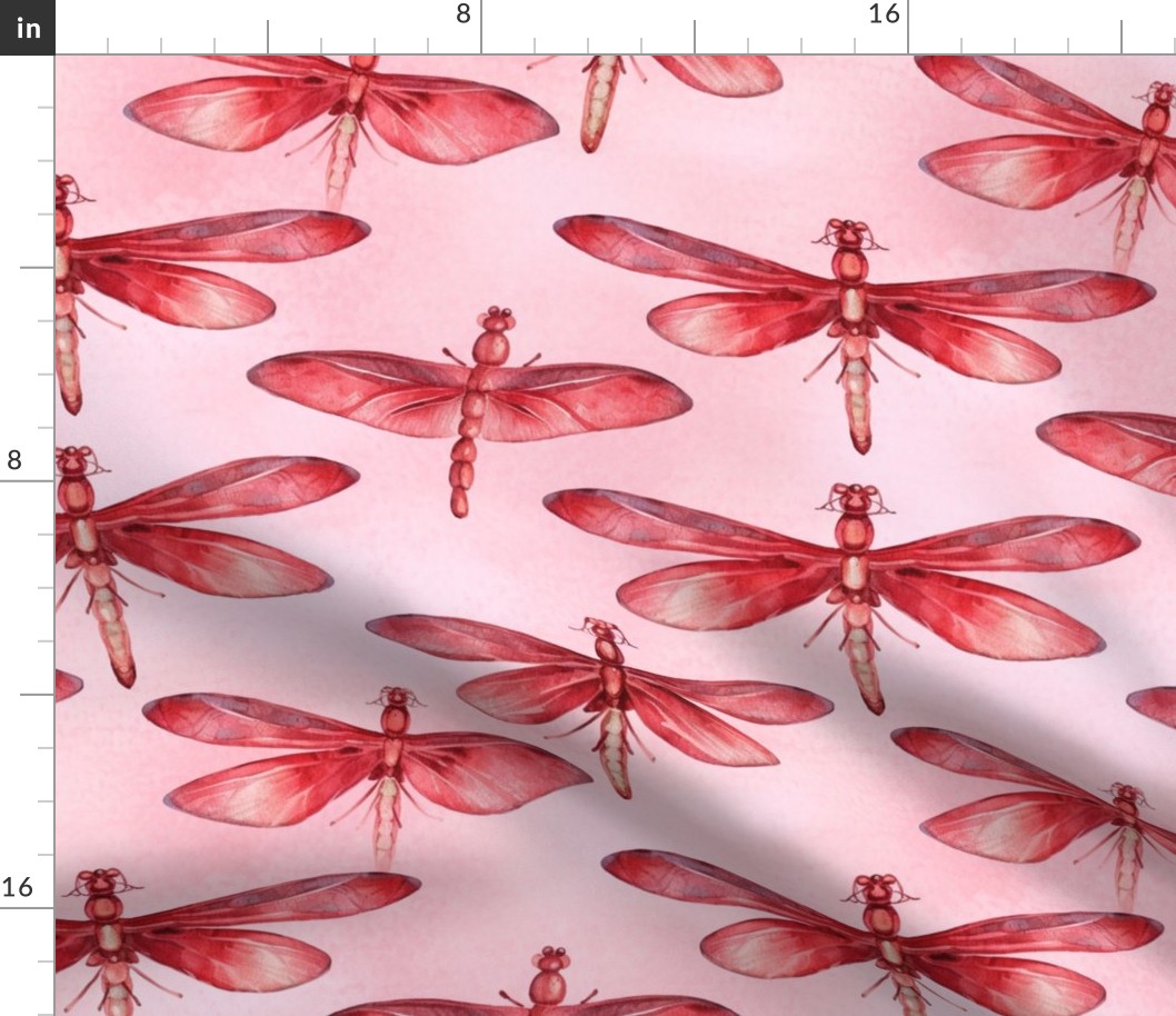 splatter art watercolor dragonflies in red 